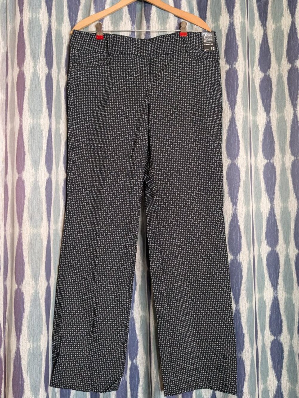 7th Avenue Design Studio NY & Co NWT Straight Leg Dress Pants Size 12 Black Whit